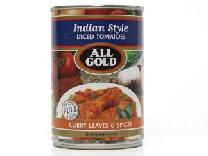 ALL GOLD INDIAN STYLE DICED TOMATOES CURRY LEAVES AND SPICES