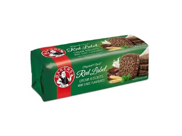 bakers red label cream biscuits mint choc