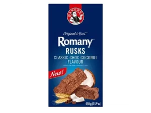 bakers romany rusks classic choc coconut flavour