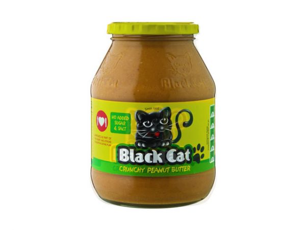 black cat peanut butter crunchy no added sugar and salt