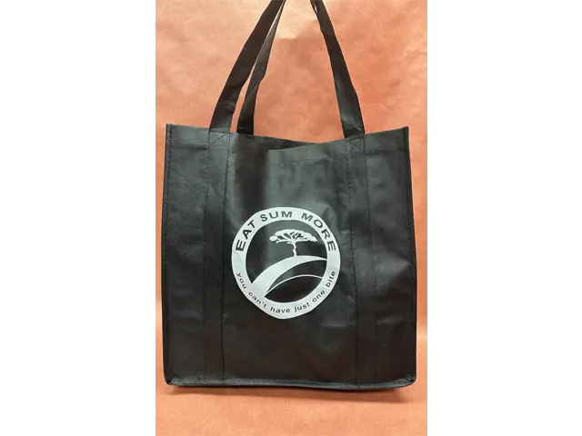 eat sum more reusable tote bag black