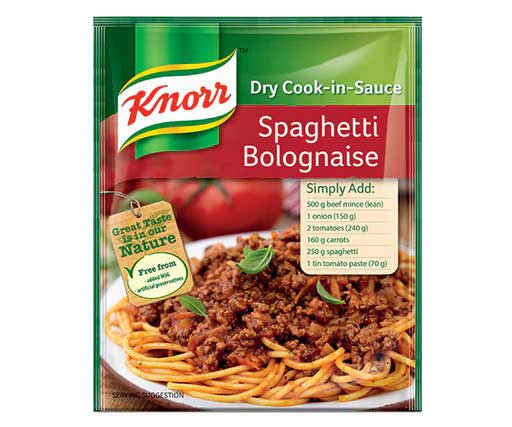 knorr dry cook in sauce spaghetti bolgonaise