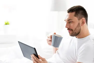 man with coffee or tea