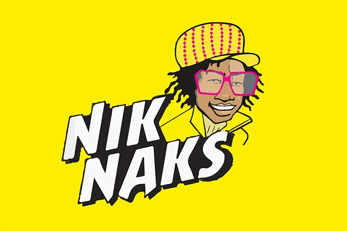 nik naks logo with guy