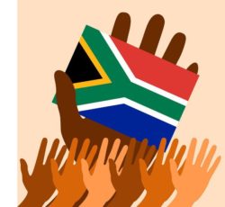 south african flag with hands